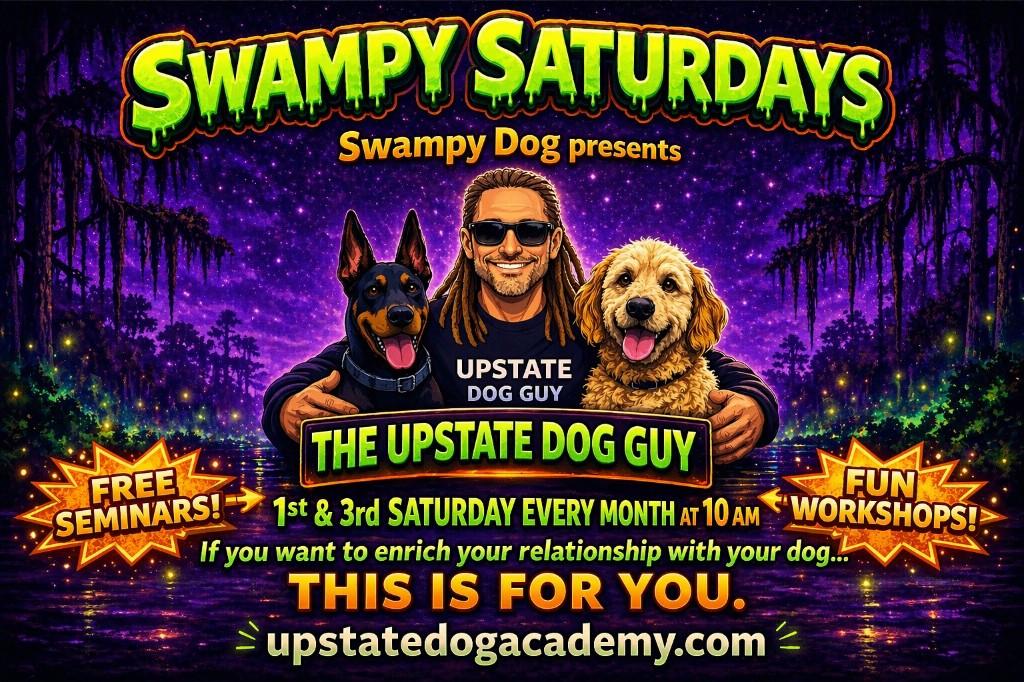Swampy Saturdays — Free seminars and fun workshops with The Upstate Dog Guy, 1st & 3rd Saturday every month at 10 AM